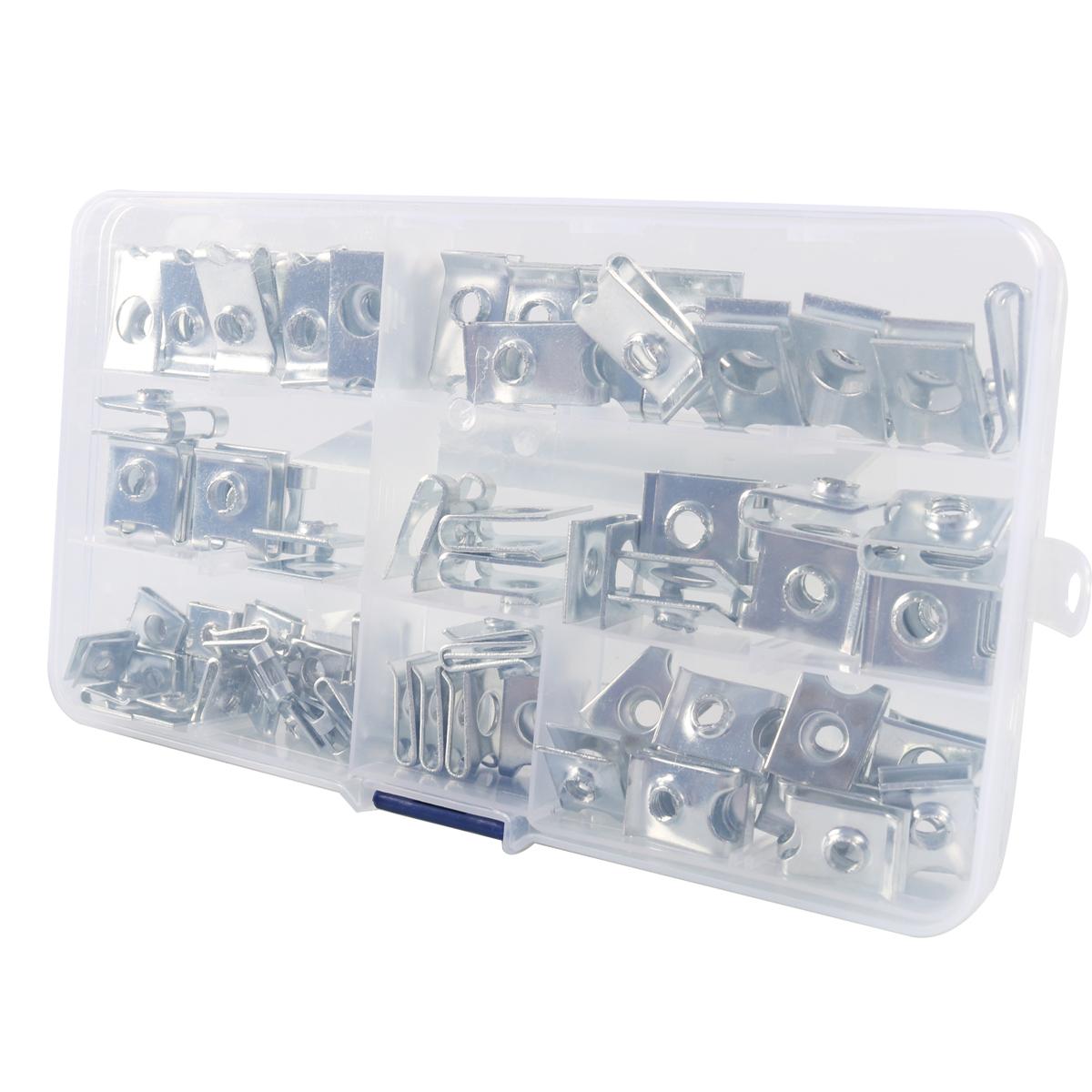 

A7624 80Pcs Assorted M4/M5/M6 Car U Nuts Manganese Steel U-shaped Clip Nut Kit Type A