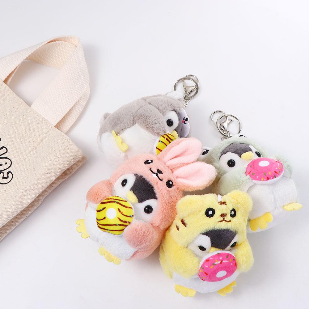 Key Ring Ornaments Donut Plush Key Chain Women Key Holder Korean Style Key Buckle Penguin  Pendant