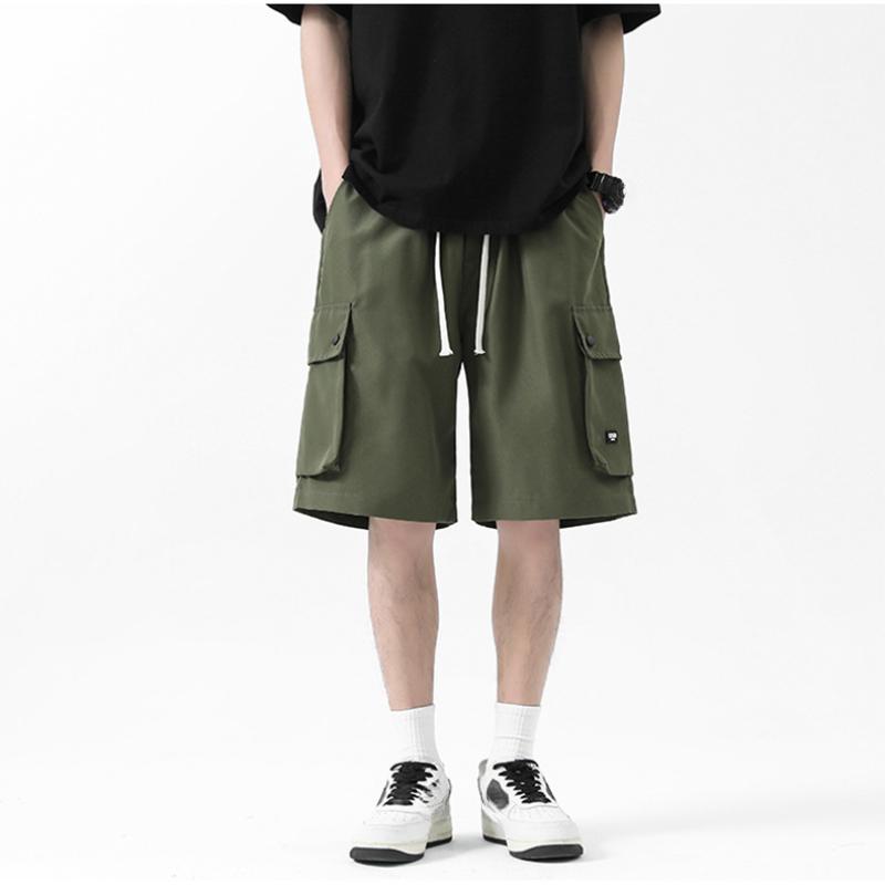 Herren Sommer Dünne Schnelltrocknende Mehrfach-Taschen Einfarbig Werkzeug-Shorts Herren Japanische Locker Übergröße Fünf-Punkt-Hose