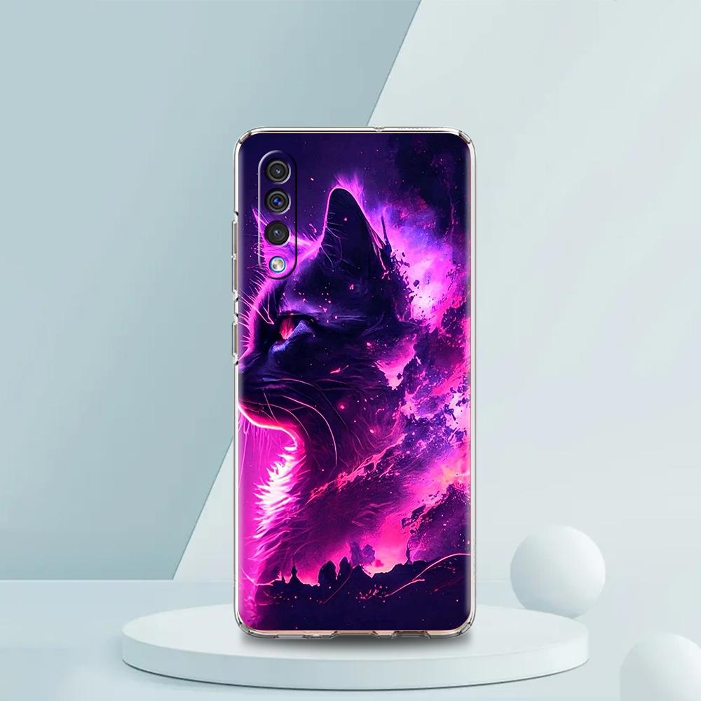 CARTOON CAT Transparent Phone Case for Samsung Galaxy A12 A50 A52 A70 A40 A10 A20 A30 A02 A03S A04 Cover Silicone Shell Capa Bag
