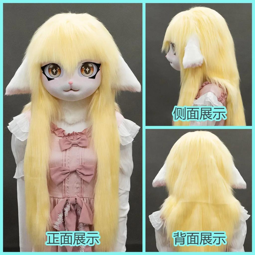 Kigurumi Head Base Cosplay Costume Rabbit Doll Cat Kig Head Mask Headset Party Animal Costume Performance Prop Kid Gift