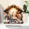 Nativity Scene White 2D Flat Jesus Acrylic Tabletop Decor ,Home,Office,Cafe,room,Studio, Desktop Ornament Christian Religion Kit