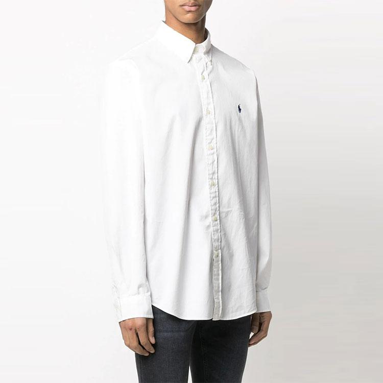 Polo Ralph Lauren Logo Embroidered Single-Breasted Long Sleeve Shirt Men Shirts White 710795235-008