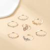 Set di 7 Anelli da Donna di Forme Diverse con Strass, Anelli da Falange con Cuore Vuoto, Anelli in Lega Lucidati, Gioielli per Feste di Ballo