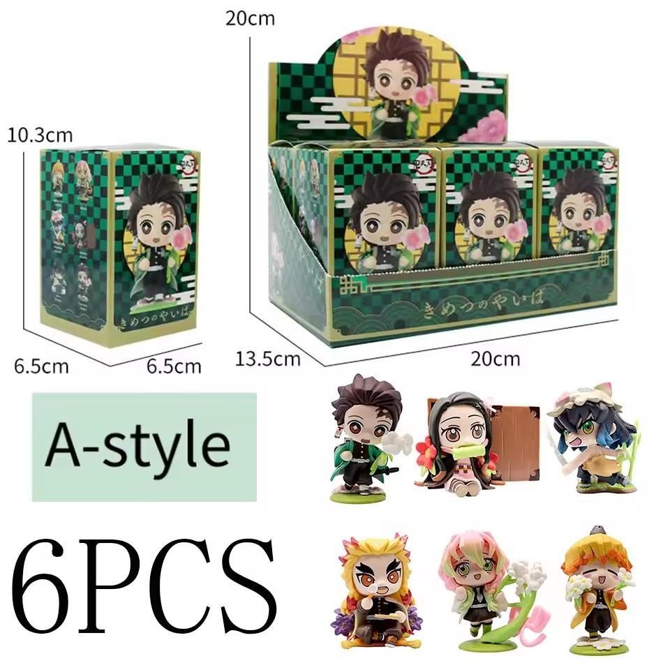 YENİ Q Posket Figür  Demon Slayer Mini Figür 5 Adet 10 Adet 12 Adet 15 Adet Setler Kimetsu No Yaiba Küçük PVC Bebekler Masaüstü kutusu