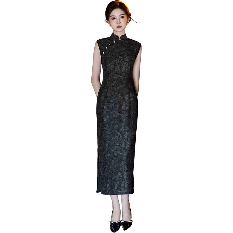 Retro Old Shanghai Style New Chinese Cheongsam 1011 Sleeveless New Temperament Black Daily Improvement Young Dress