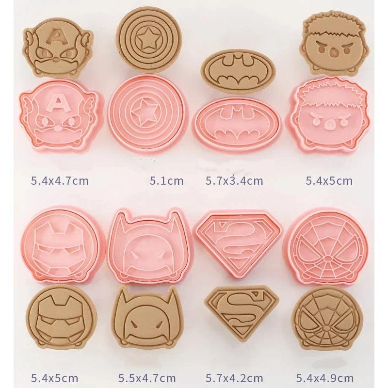 Durable 16Pcs Biscuit Press Molds 2 Gift Boxes,Each Pattern 2Pcs Cartoon Cutters For Home Cookie Fondant Craft