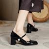 Pantofi de damă la modă cu toc gros în stil francez, noi, cu toc mediu-înalt, retro, stil colegial, pantofi simpli de damă, Zapatos De Mujer