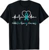 Addiction Recovery Awareness Heartbeat Teal Ribbon Support T-Shirt Unisex T-Shirt