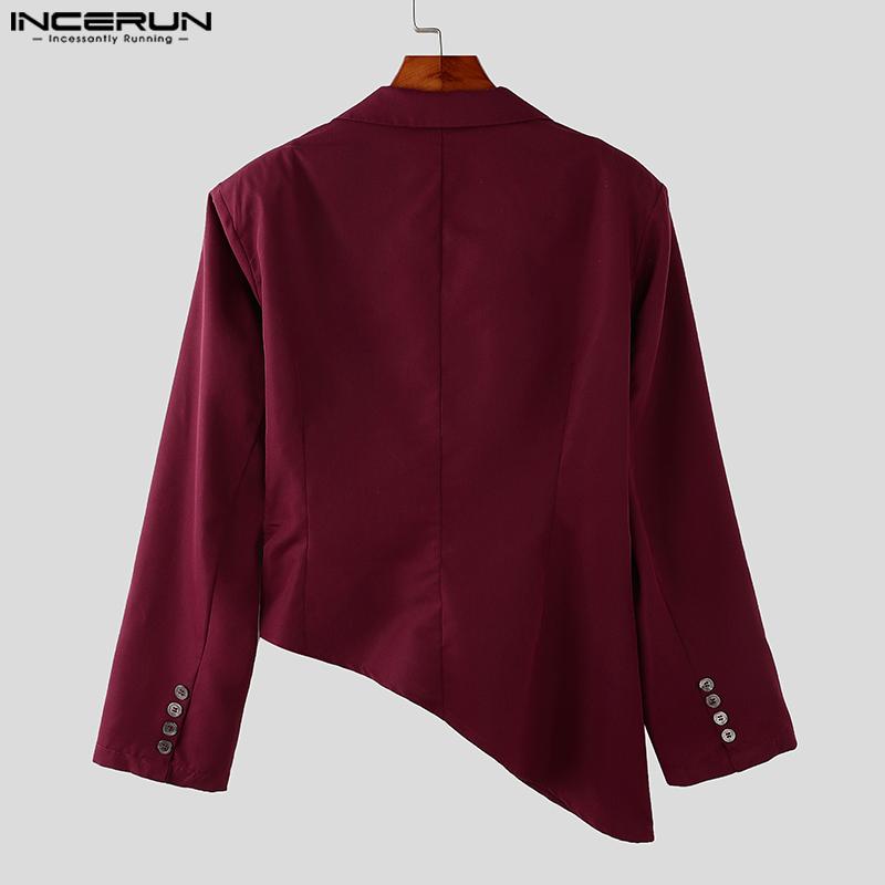 INCERUN Blazer cu mânecă lungă cu un buton pentru bărbați, paltoane neregulate