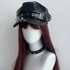 PU Leather Rivet Punk Cap Dark Retro Painter Hat Harajuku Gothic Spike Cap  Headdress