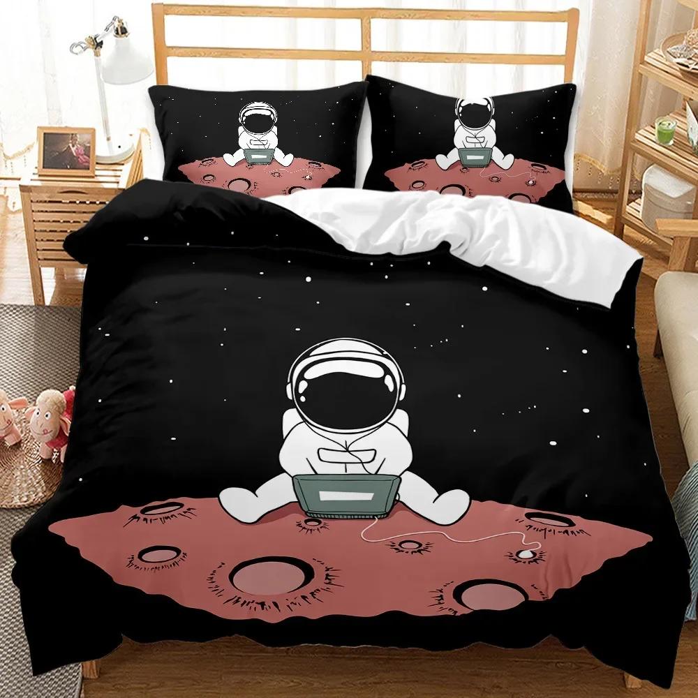 3D Print Astronaut Space Sky Galaxy Themed  Comfortable Duvet Quilt Cover Pillowcase Bedding Set Bedroom Decoration Home Textile