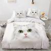 3D Bedding Sets Red Duvet Quilt Cover Set Comforter Bed Linen Pillowcase King Queen 210x210cm Size Pet Cat Design for Boys Girls