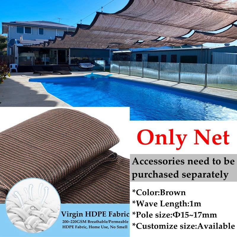 

Thicken Coffee Color Telescopic Wave Sun Shade Net Home Courtyard Pavilion Glass Room Canopy People Protection Sunshade Net 0.8mx3m