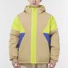 Adidas Originals Patchwork Logo Print Hooded Down Jacket Men Outerwear Beige H66016
