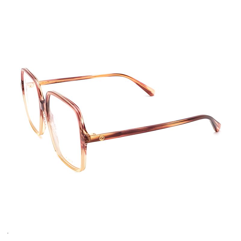 Gucci Temple Logo Square Optical Frame Women's Red