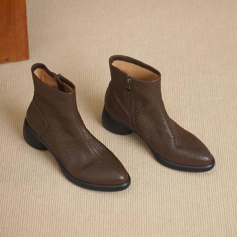 Autumn and winter sheepskin fashion boots solid color rubber soft sole non-slip new large size women's boots new leather low boots women