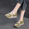Sommer neue Farbabstimmung Sportstil lässige Einzelschuhe Klettverschluss atmungsaktives Mesh Leder Damenschuhe