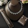 4Pcs Zinc Zinc Alloy Necklace Earrings Bracelet Set Bohemian Style Women Jewelry Suit Pearl Jewelry Set  Women