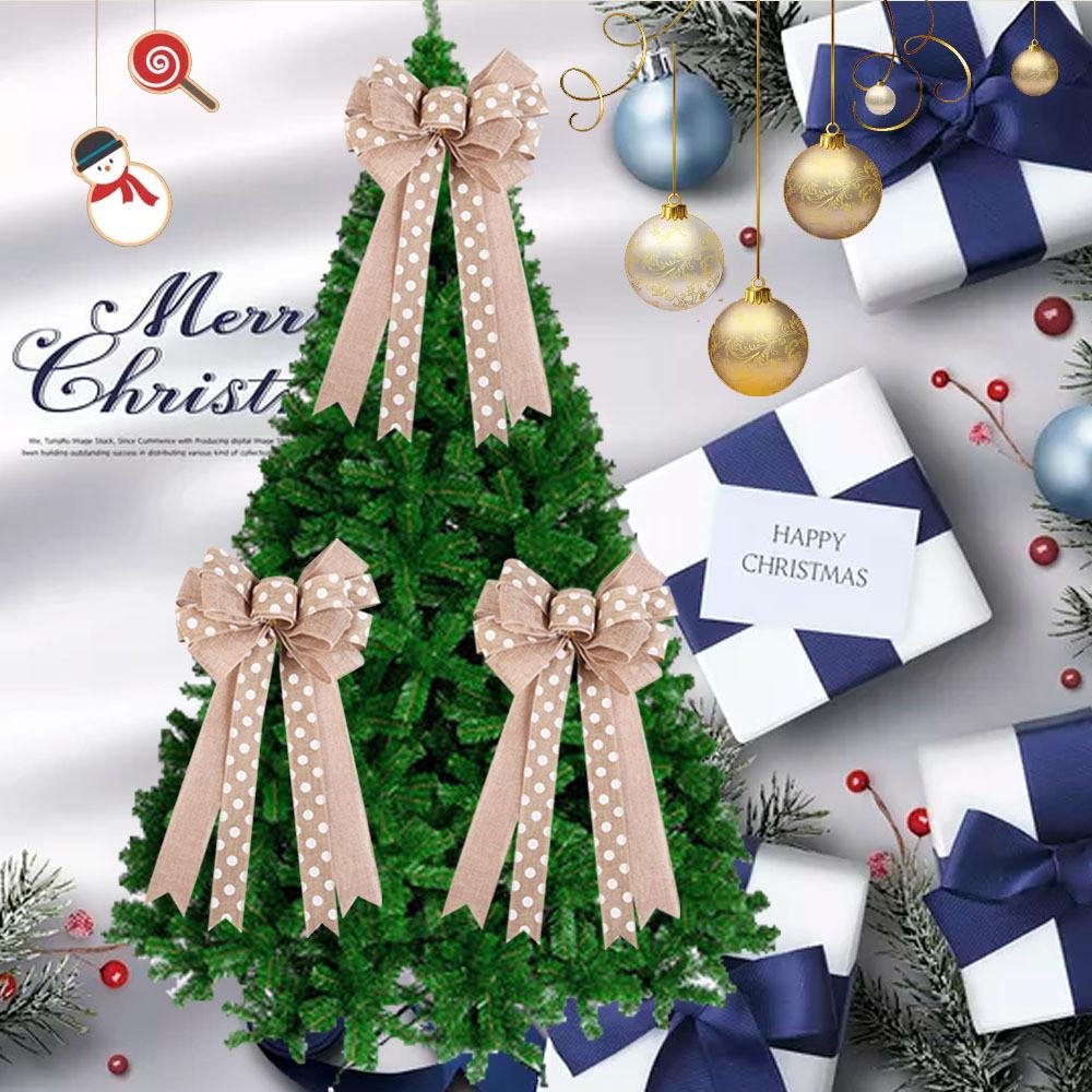 Soft Textured Beige Bow Christmas Ornaments For Stunning Holiday Tree Decor