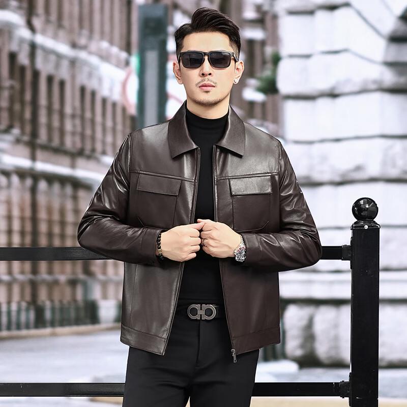 KAISER Men's Premium Business Casual Sheepskin Leather Jacket