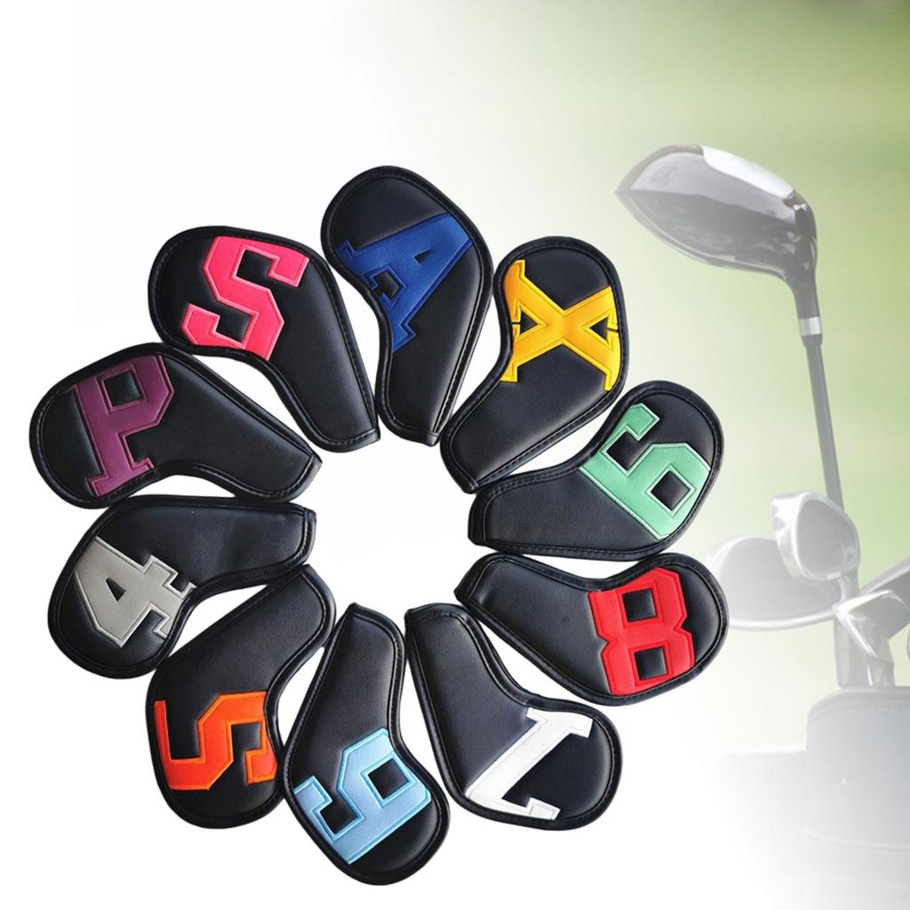 10 Pcs Golf Iron Head Covers PU Golf Head Covers New Colorful Magnet Closure Headcovers Practical Wear Resistant golf Protectors