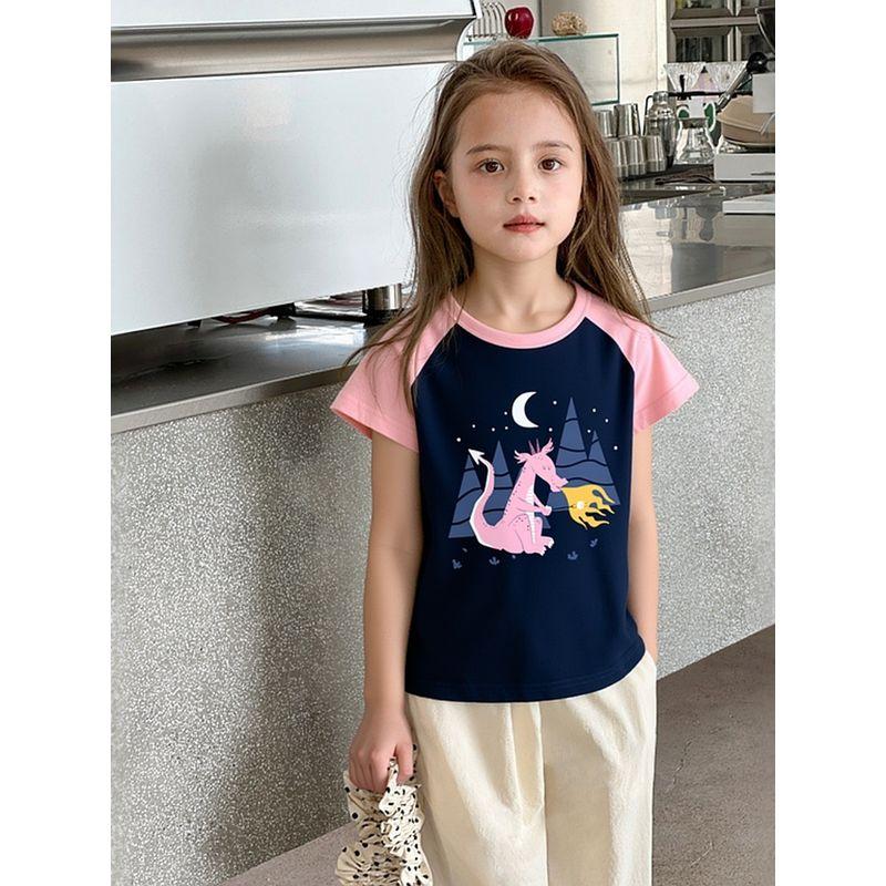 Brand Foreign Trade Children's Clothing 2026 Summer New Style Baby Girl Clothes Children's Pure Cotton Printed Short-Sleeve T-Shirt Base Shirt