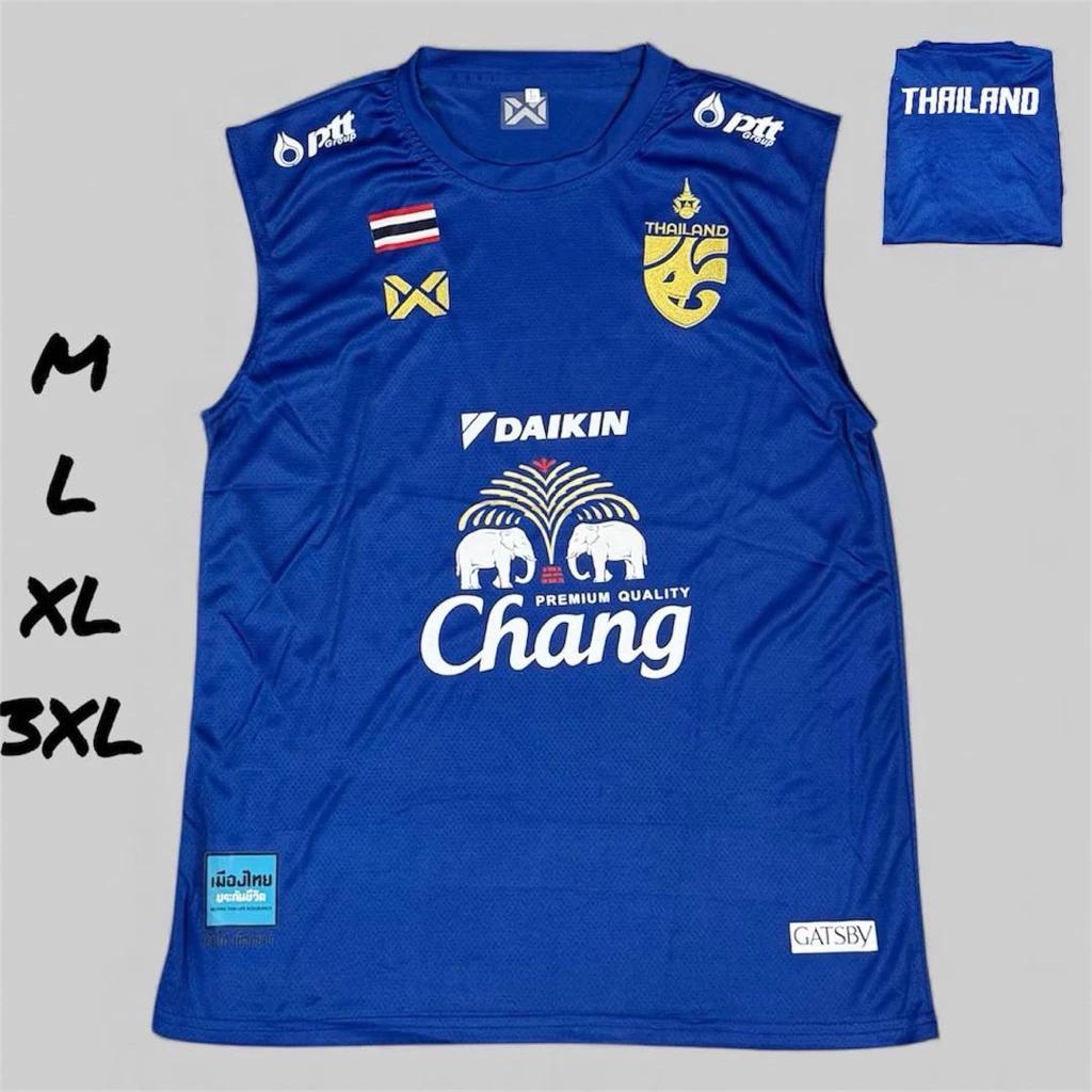 THAILAND National Football Soccer Print JERSEY Tank Top Vest Sleeveless Quick Dry Shirt Round Neck Polyester Uniform Elephant Logo Sport Outdoor