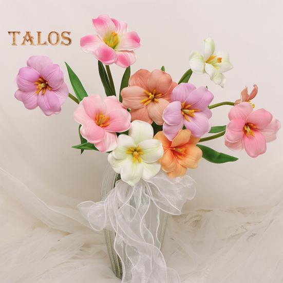 Simulated Tulips Bouquet Realistic Fake Flowers Home Decor Artificial Tulip Arrangement with Bendable Stems