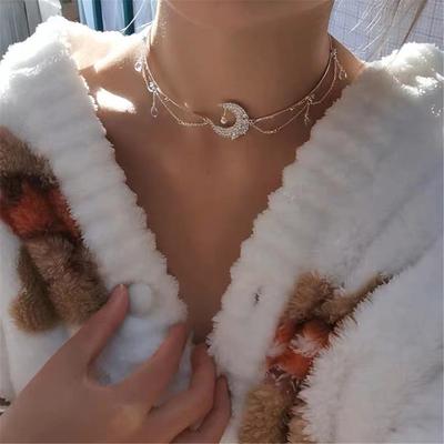 Tooxika Personalised Moon Tassel Collar Necklace Necklace Light Luxury High Sense Baroque Choker Collarbone Chain