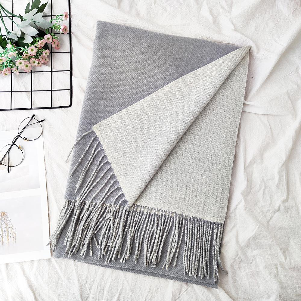 Thickened Solid Color Double sided Imitation Cashmere Scarf Autumn and Winter Atmosphere Women's High End Versatile Men's Scarf Warm Shawl
