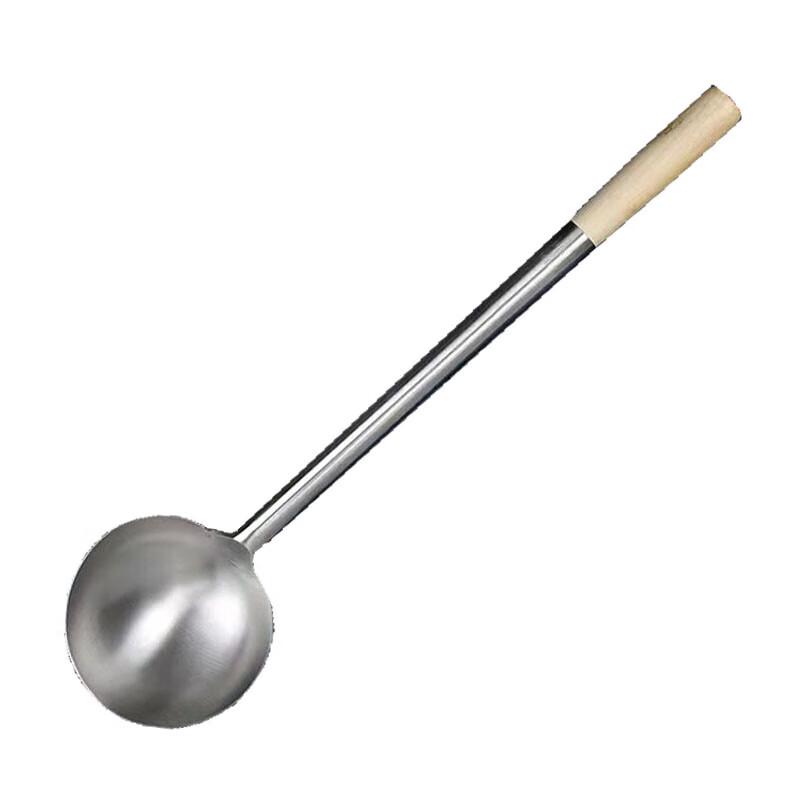 Hanlu Professional Stainless Steel Stir-Fry Spoon with Wooden Handle