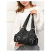 Women All Season Fashion Washed PU Leather Women's Shoulder Bag Fashion Design Button Rivet Weave Crossbody Bag Vintage Handbag Female Travel Totes