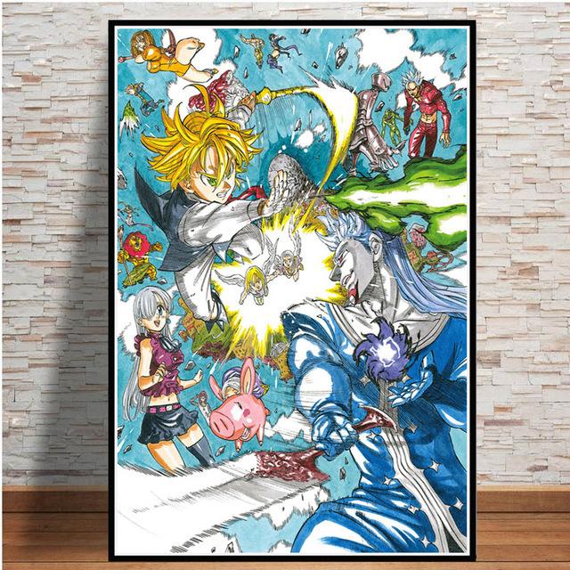 Japanese Cartoon The Seven Deadly Sins Anime Poster Living Room Children's Room Wall Artist's Bedroom Decoration Canvas Painting