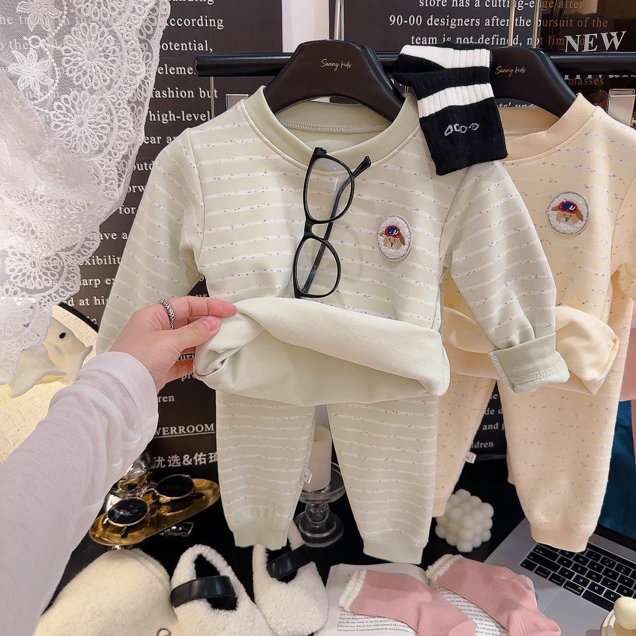 

Детский комплект термобелья, осенняя одежда, комплект осенних брюк, пижама, домашняя одежда, комплект для маленьких, средних и больших детей 80cm