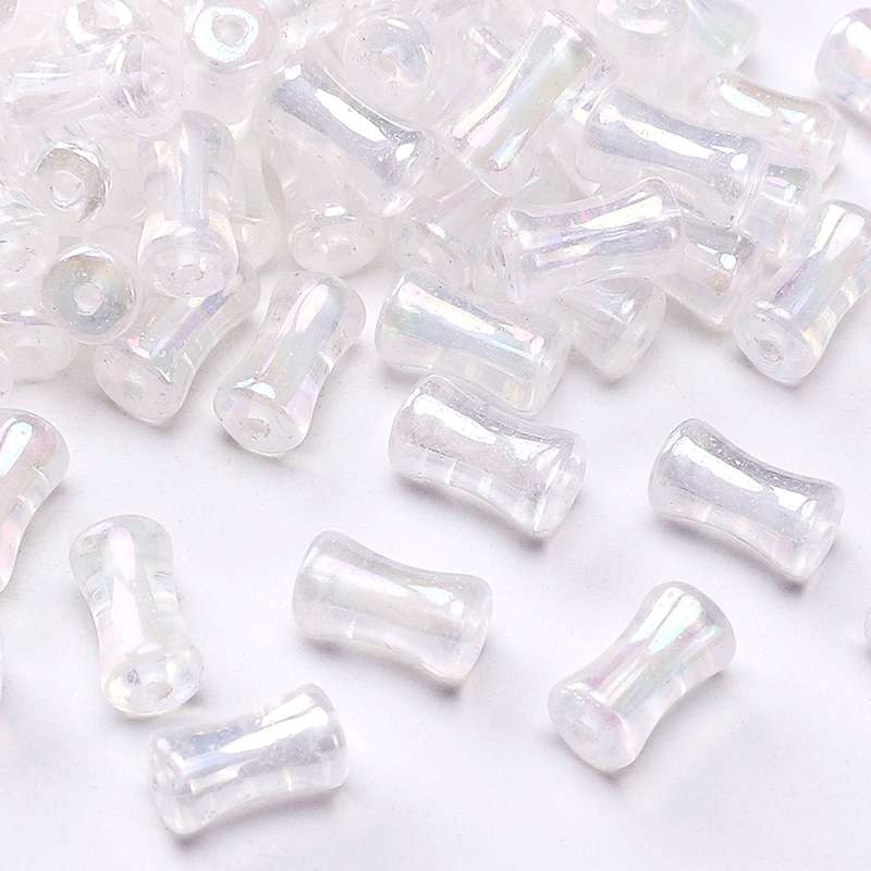 4x8mm Shiny Transparent Bamboo Beads Glass Cylindrical Beads Can Be Used For DIY Jewelry Making Necklace Bracelet