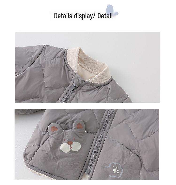 Infant Boys' Lightweight Cartoon Down Jacket, Class A, Autumn/Winter Warm Outerwear, White Duck Down 90
