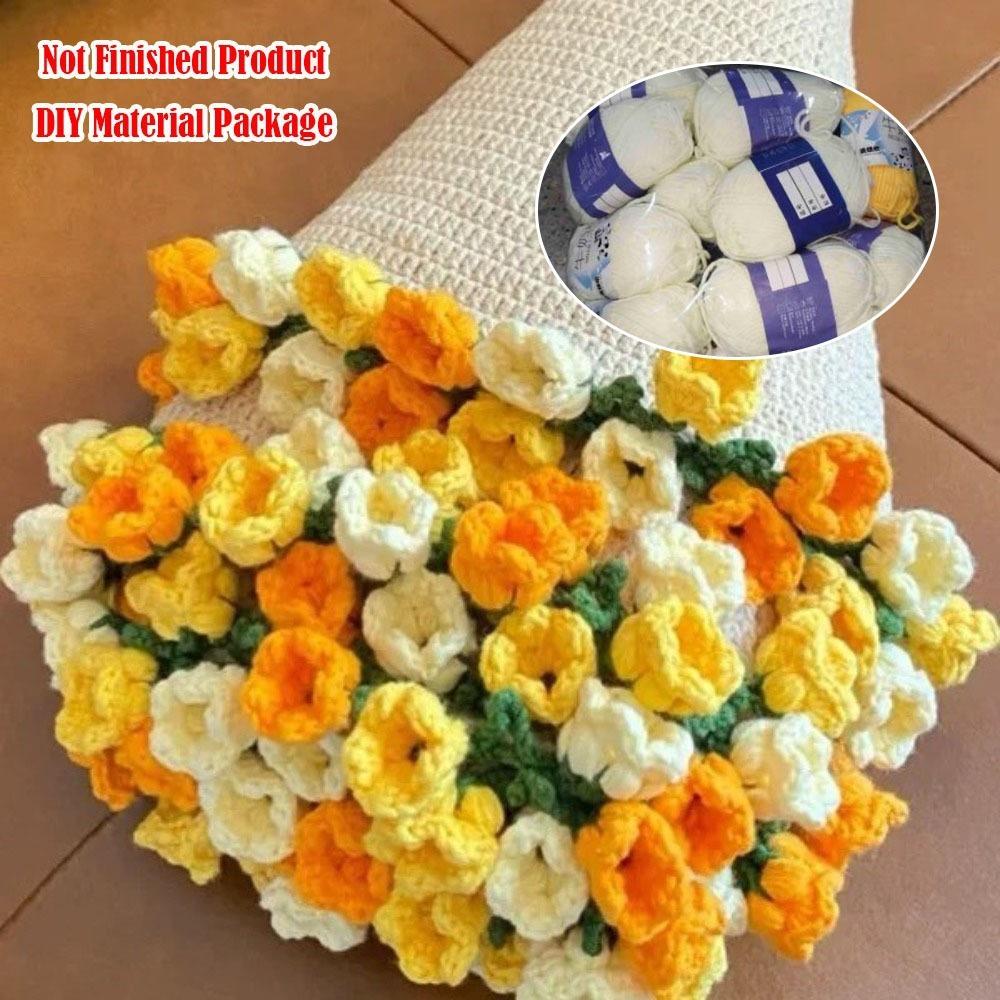 Creative DIY Rose Bouquet Blankets 110cm Handmade Crocheted Flower Bouquet Blanket Crochet Kit Lily of The Valley Blankets Gift