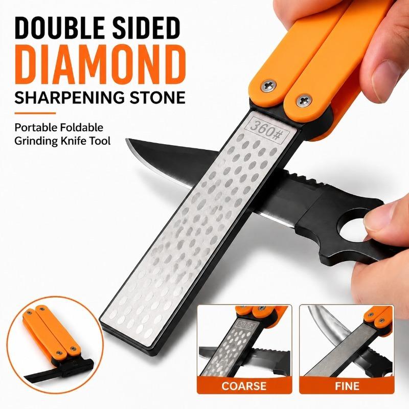 Double Sided Diamond Sharpening Stone Portable Foldable grinding knife tool for kitchen household and Outdoor grinding Use