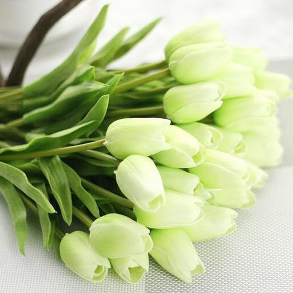 30 Pcs Artificial Tulip Flower Mini Real Touch Fake Flowers Wedding Bouquet Home Decorations for Mother Wife Girlfriend
