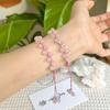 Hand-Woven Pink Crystal Grape Bracelet, Adjustable Size, Fresh Design