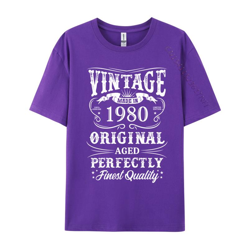 Men's T-Shirt 1980 Original Birth Year Vintage Made In 1980 T-shirts Fitness Tight Tees New Arrival Print Slim Fit Tops Shirt