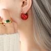 Unisex Red and Green Enamel Trendy Versatile Christmas Ear Cuffs Earrings