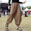Men Harem Pants Casual Drawstring Waist Baggy Trousers Cotton Loose Fit Drop Crotch Pants for Hippies Streetwear Beach