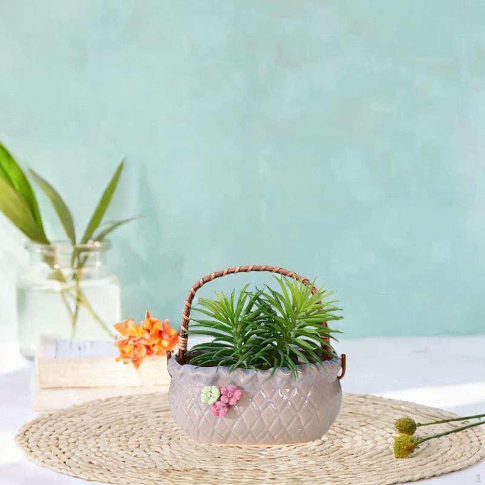 

Керамический цветочный горшок для переносной корзины, контейнер для растений, внутреннее украшение Light gray blue