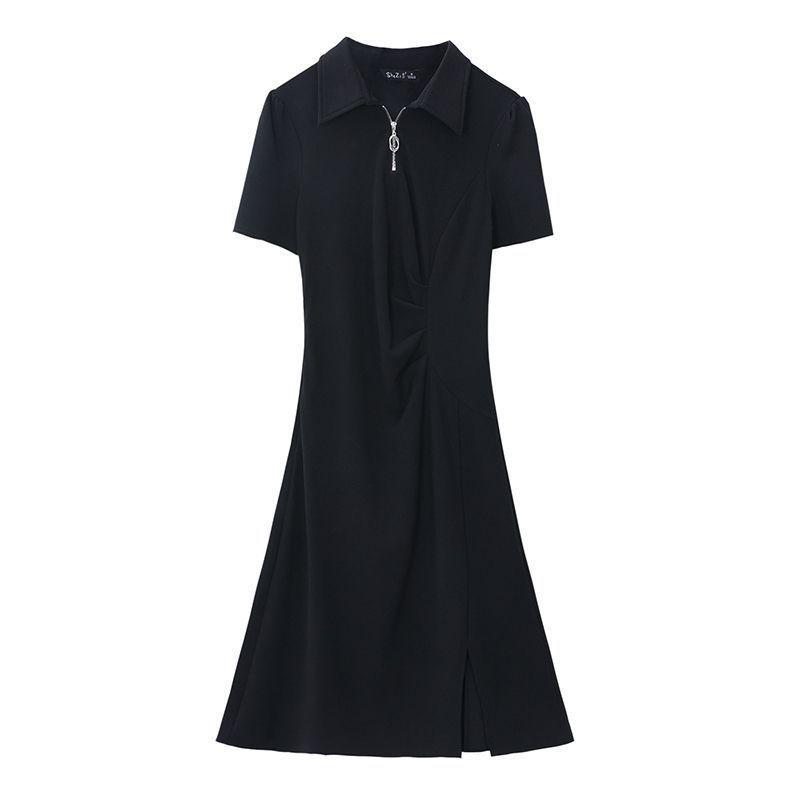 Plus Size Summer Women's Casual Irregular Polo Dress - Mid-Length Slimming Style