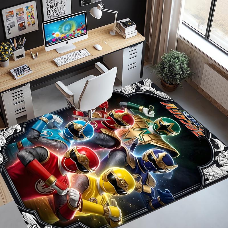 Mighty Morphin Power Rangers Pattern Rug, Indoor/Outdoor Mat, for Picnic, Gameroom, Bedroom, Office, Living Room, Home Decor Carpet, Birthday Gift