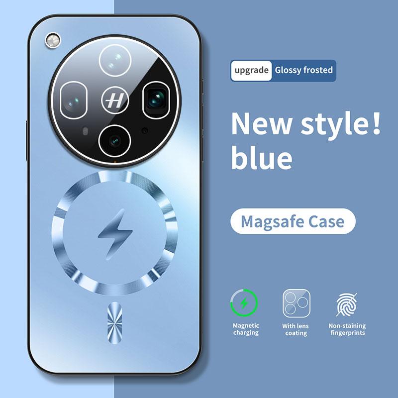 

Магнитный Беспроводной Зарядный Противоударный Чехол Для Oppo Find X8 Ultra X8Pro X8S Plus Защита Объектива Матовая Силиконовая Задняя Крышка Oppo Find X8s+ небесно-голубой