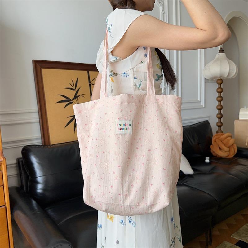 Wind Cartoon Embossed Canvas Bag Casual Shoulder Bag Cloth Bag Girl Out Shopping Handbag Bag