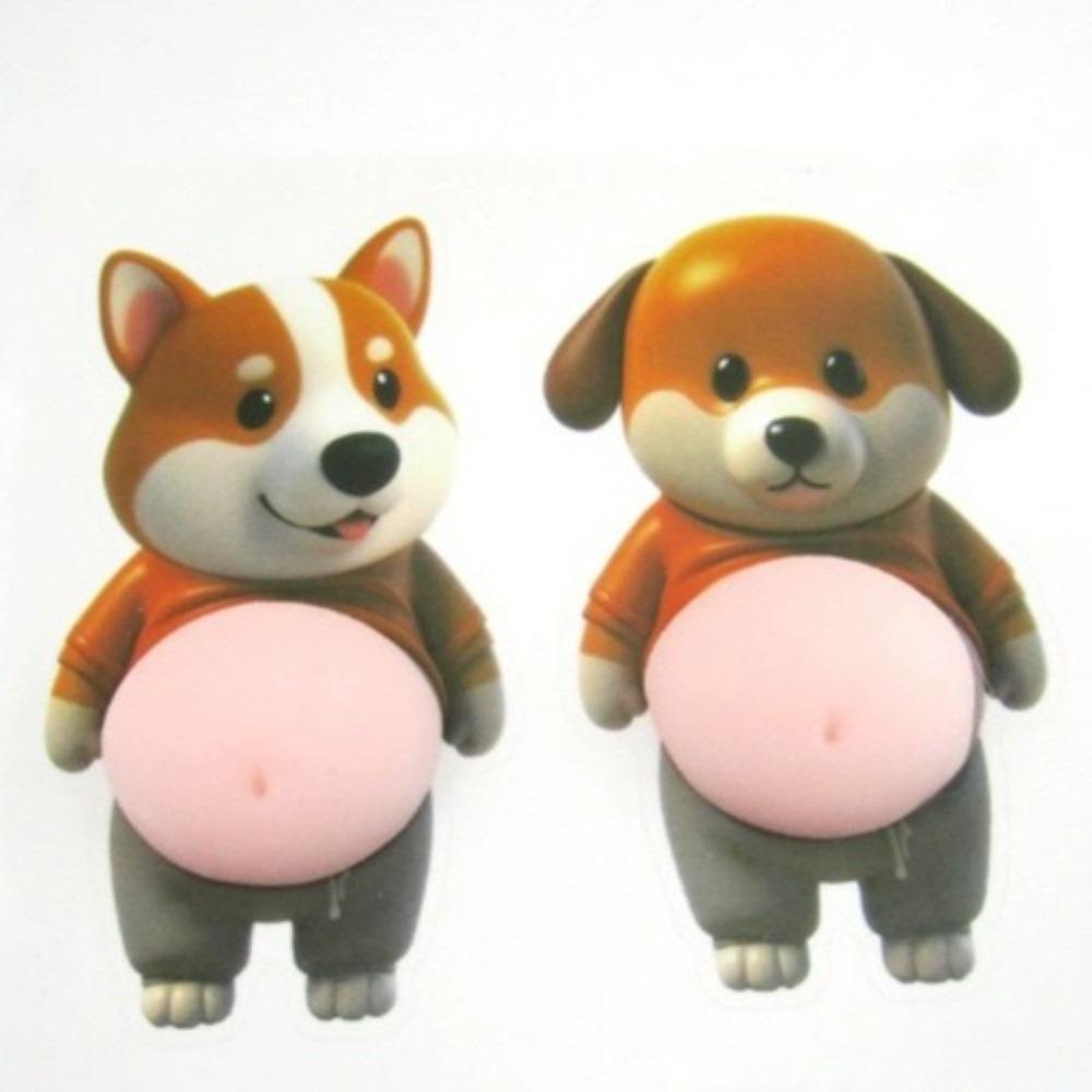 Chubby Shiba Inu 3D Shiba Inu Stickers Dog Belly Sticker Soft Pink Background Silicone Self-Adhesive Squeezable